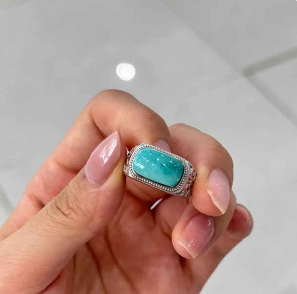 十方手记天然高瓷蓝绿松石戒指